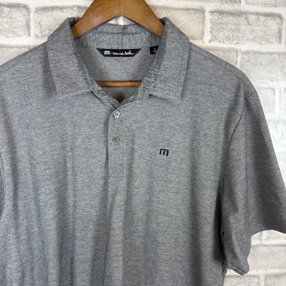 TravisMathew Mens XL Grey Heather Pima Cotton Blend Short Sleeve Golf Polo Shirt